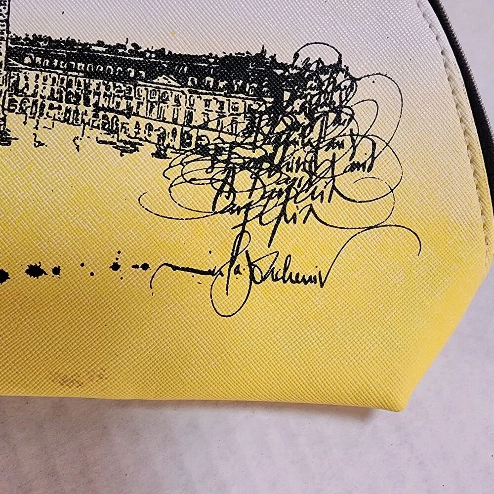 Darphin Paris Yellow Ombre Cosmetic Bag Travel Pouch Parisian Sketch NWOT Read